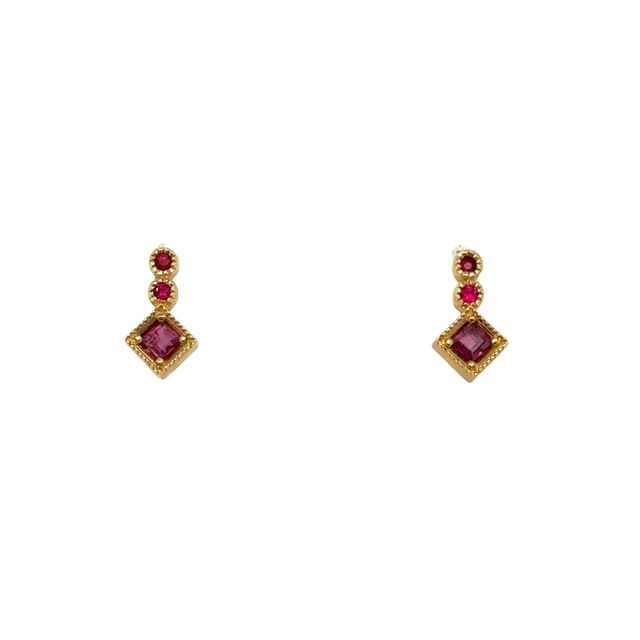 14k Yellow Gold .34ct Ruby Earrings