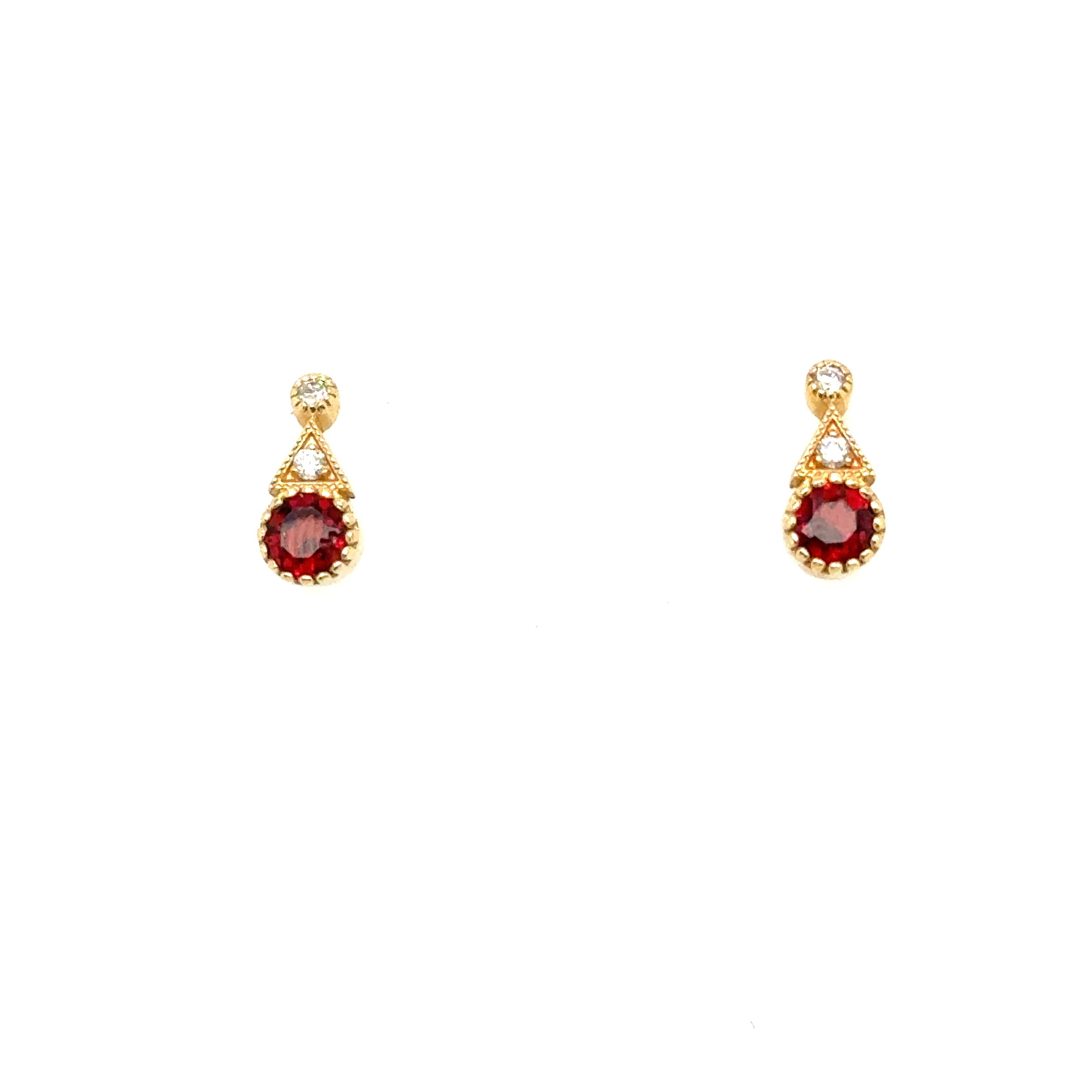 14k Yellow Gold .51ct Garnet and .08ct Diamond Earrings 14k Yellow Gold .51ct Garnet and .08ct Diamond Earrings