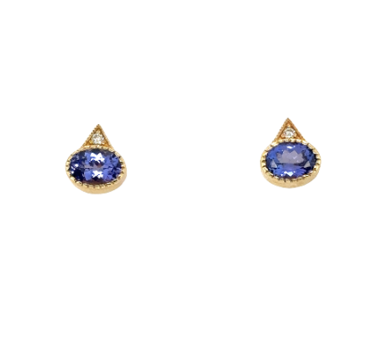 14k Yellow Gold 1.77ct Tanzanite and .04ct Diamond Earrings 14k Yellow Gold 1.77ct Tanzanite and .04ct Diamond Earrings