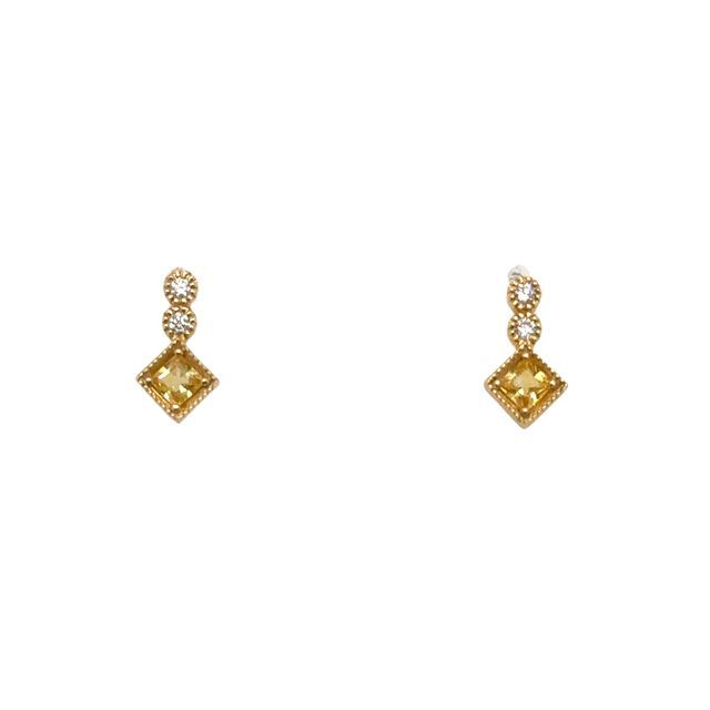 14k Yellow Gold .32ct Yellow Sapphire and .08ct Diamond Earrings 14k Yellow Gold .32ct Yellow Sapphire and .08ct Diamond Earrings