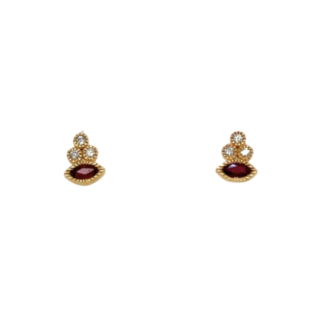 14k Yellow Gold .36ct Ruby and .12ct Diamond Earrings 14k Yellow Gold .36ct Ruby and .12ct Diamond Earrings
