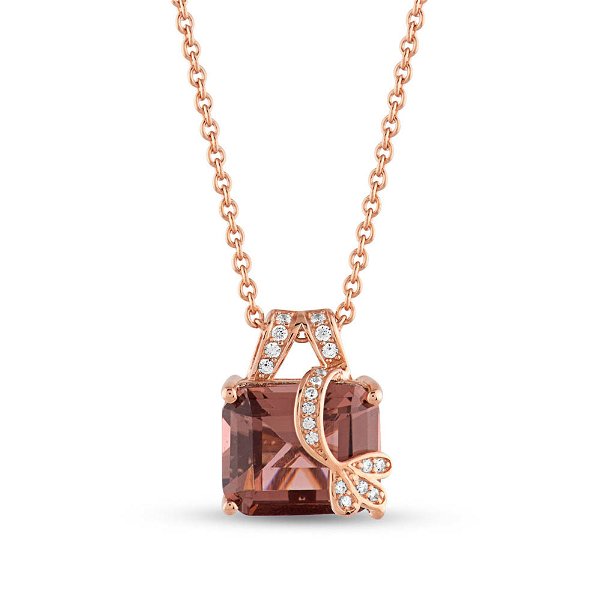 Chatelaine® Heart Pendant Necklace in 18K Rose Gold with Morganite, 8mm