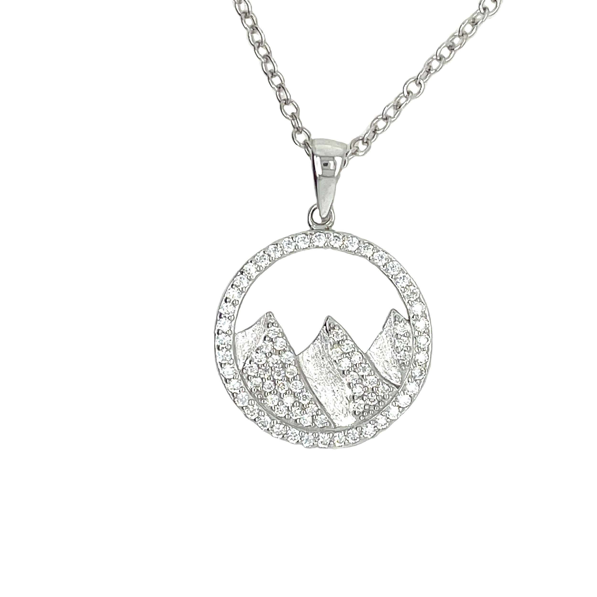 Sterling Silver/CZ Mountain Necklace