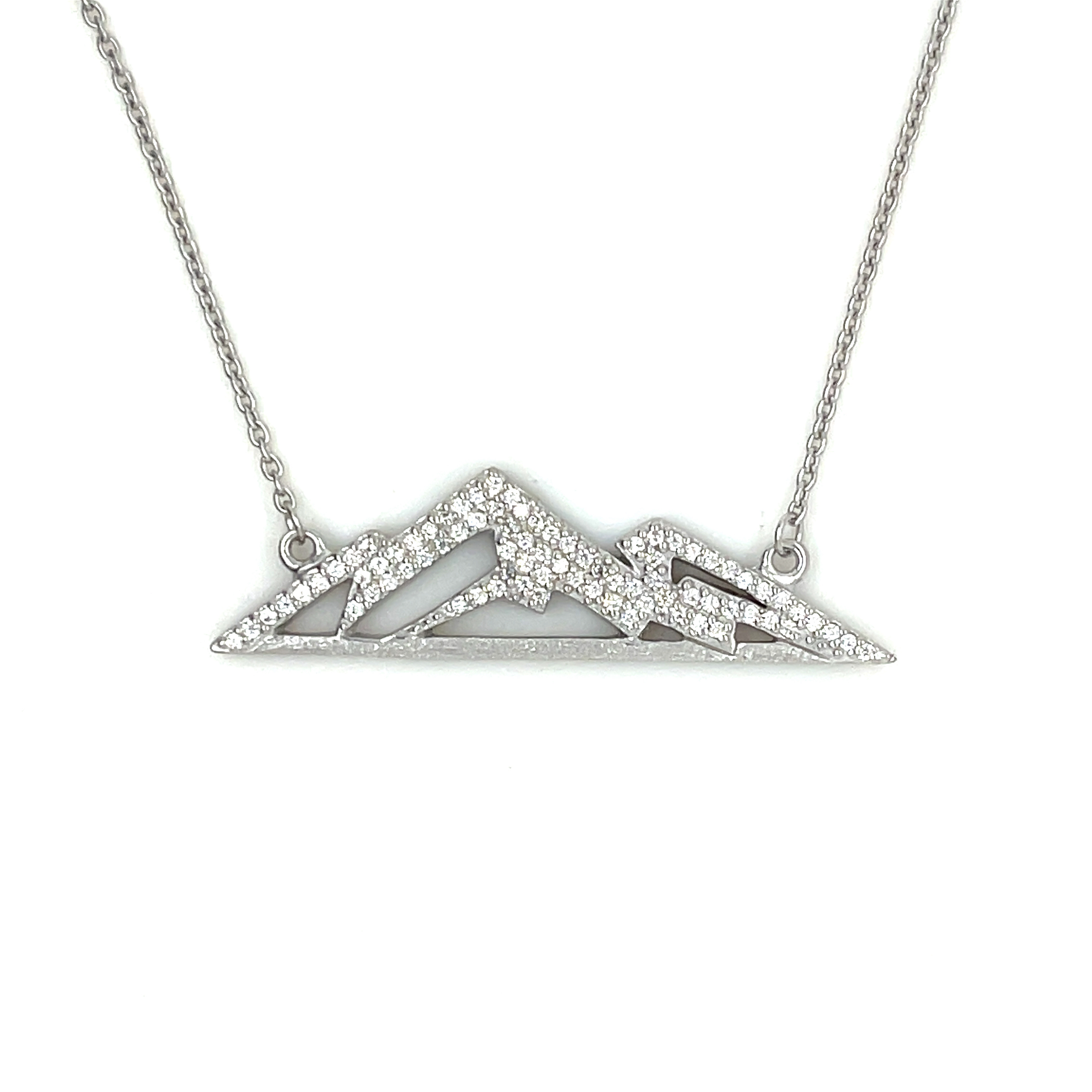 Silver and CZ Mountain Range Necklace