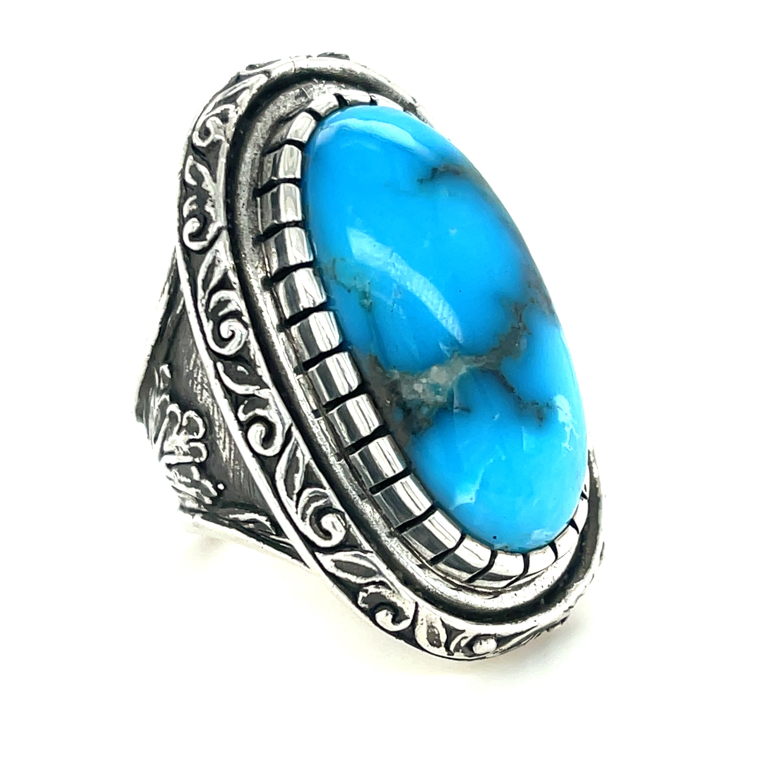 Sterling Silver ring w/ Kingman Turquoise by GL Miller & Valdez