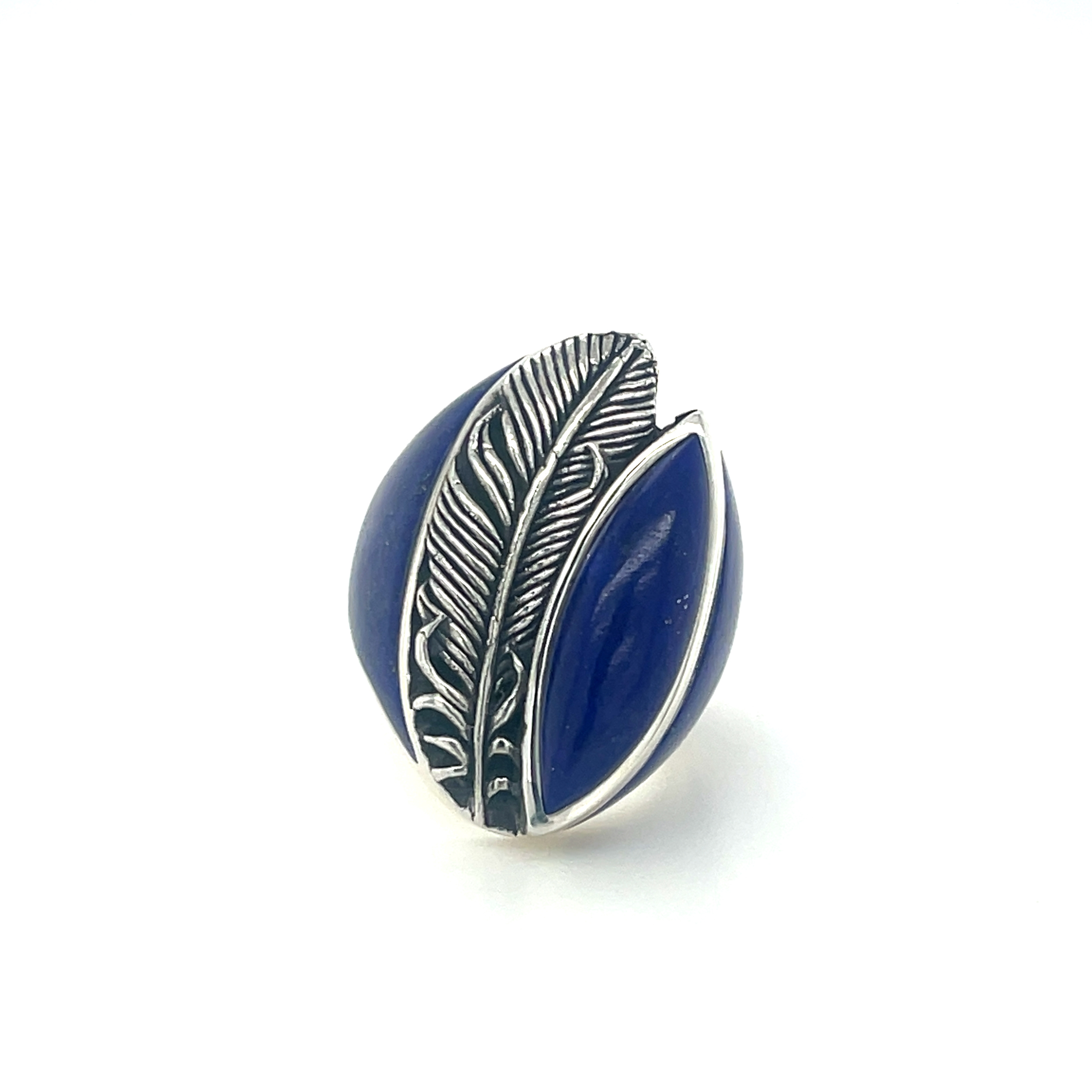 Sterling Silver Lapis Feather Ring by GL & Valdez