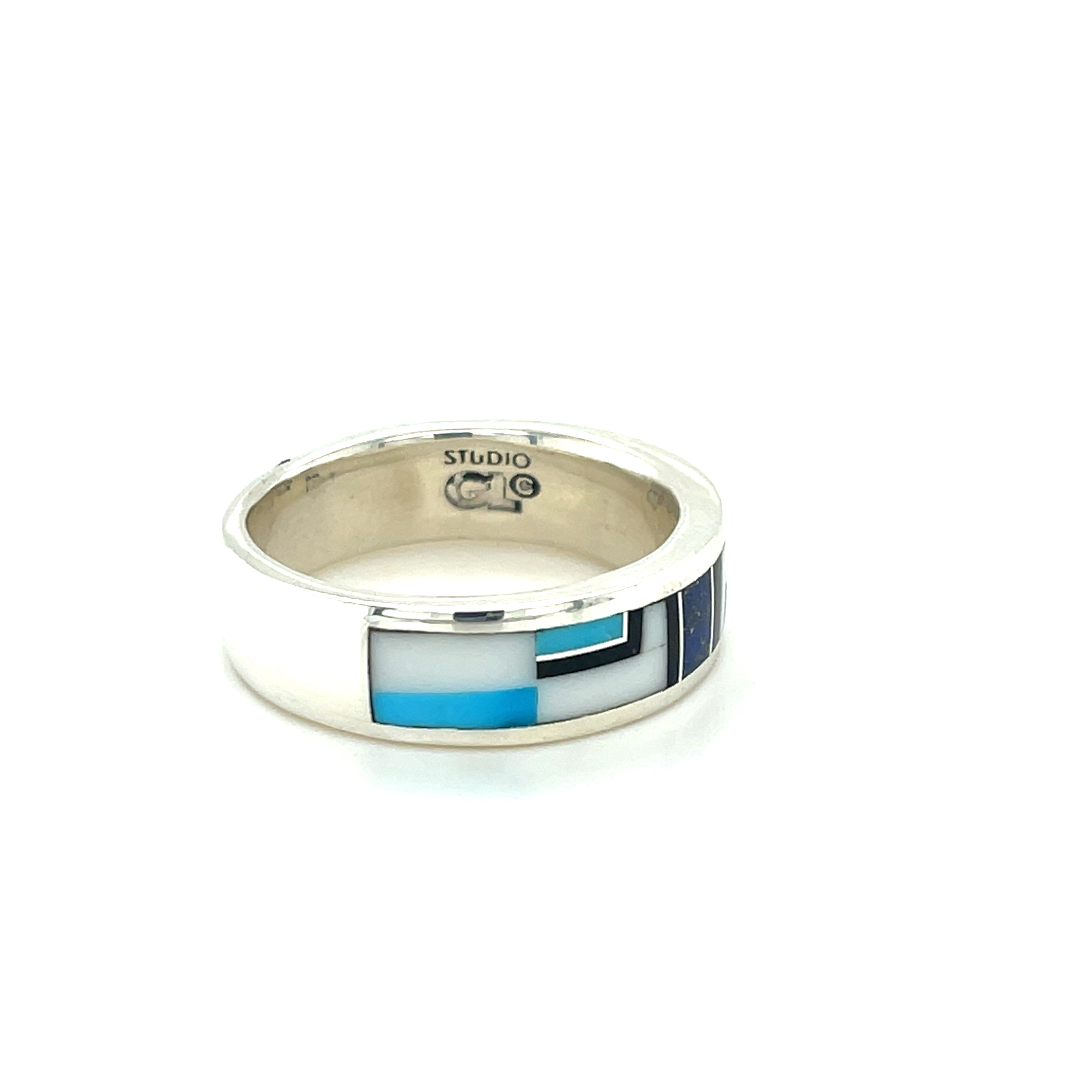 Sterling Silver ring w/ Turquoise and Mother of Pearl By GL