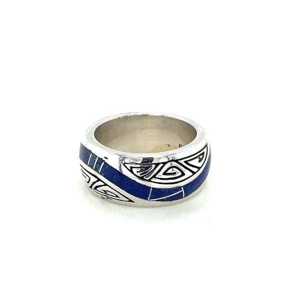 Closeup photo of Sterling Silver Lapis Inlay Ring by GL