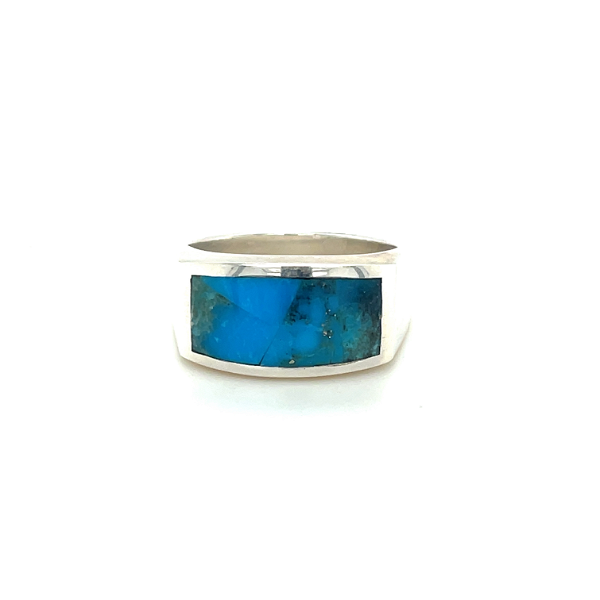 Closeup photo of Sterling Silver Turquoise Mens Ring by GL Miller