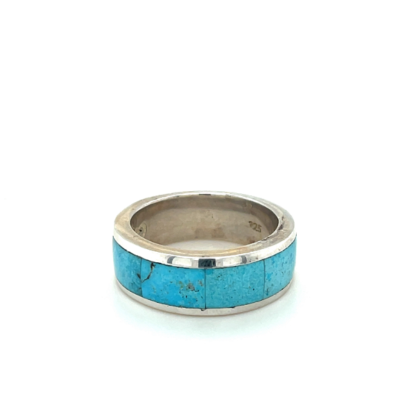 Closeup photo of Sterling Silver Turquoise Mens Ring by GL Miller