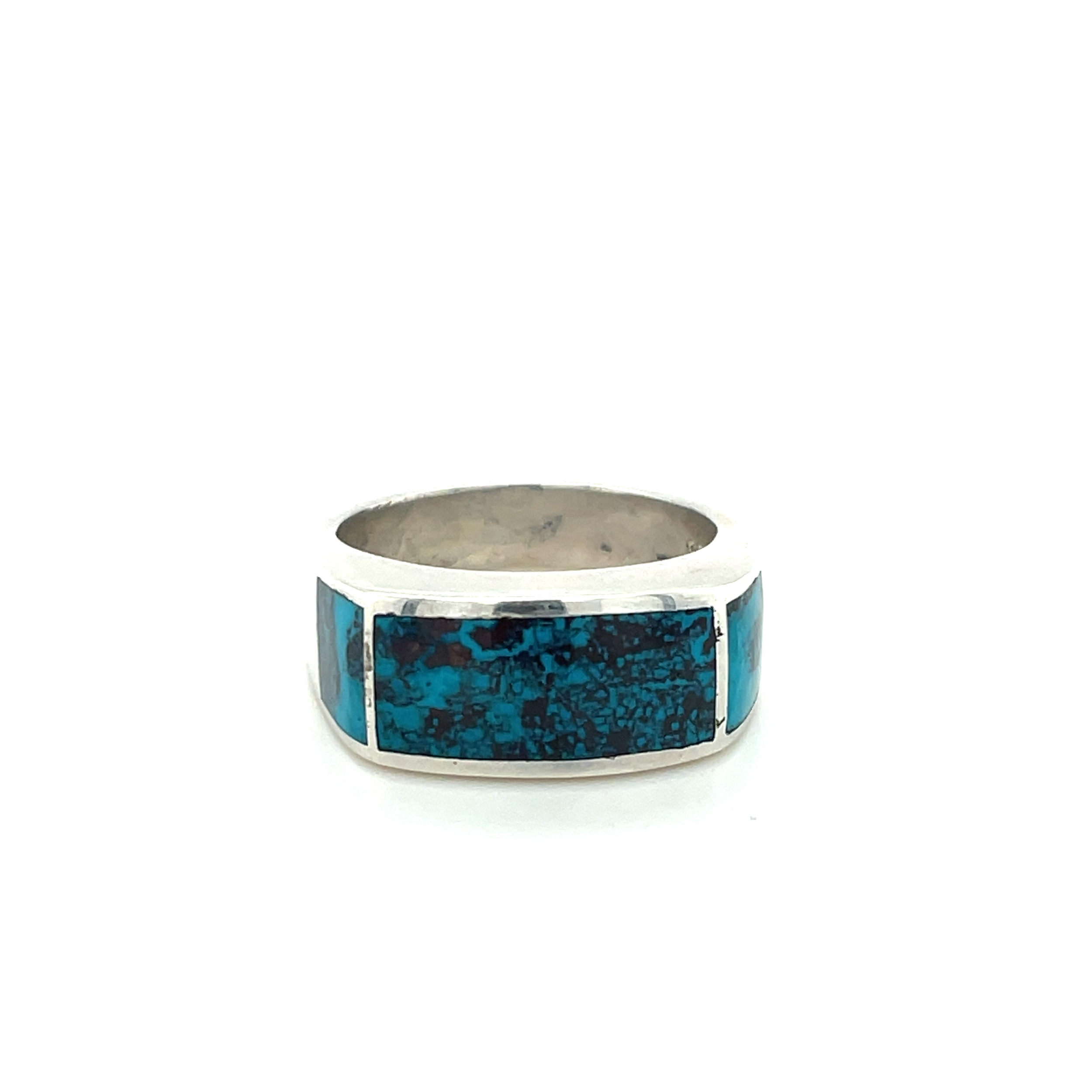 Shattuckite is a copper silicate hydroxide mineral mined in Arizona - Size 11 Sterling Silver Shattuckite Mens Ring by GL Miller