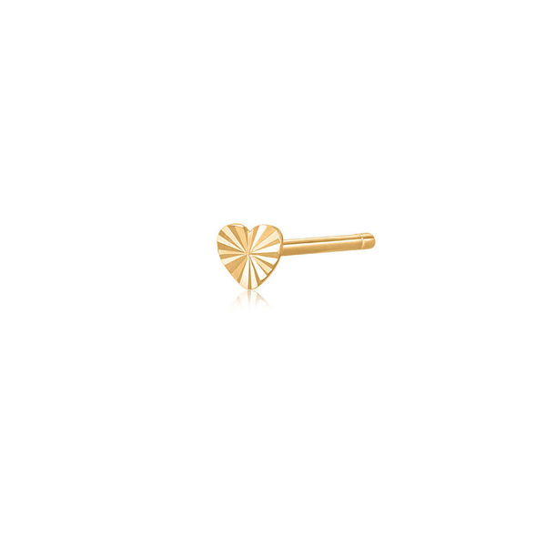 Closeup photo of DYLAN | Single Diamond Cut Heart Stud Earring