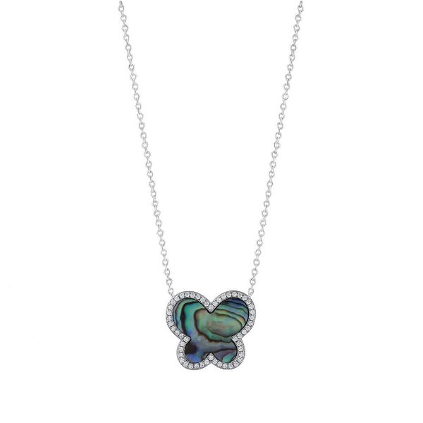 Closeup photo of Abalone Butterfly SS Necklace