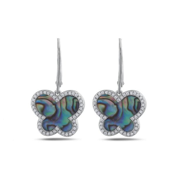 Closeup photo of Abalone Butterfly SS Earrings