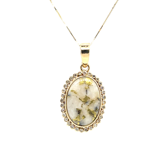 14k YG w/ Oval Gold Quartz Pendant by Peter Fisher