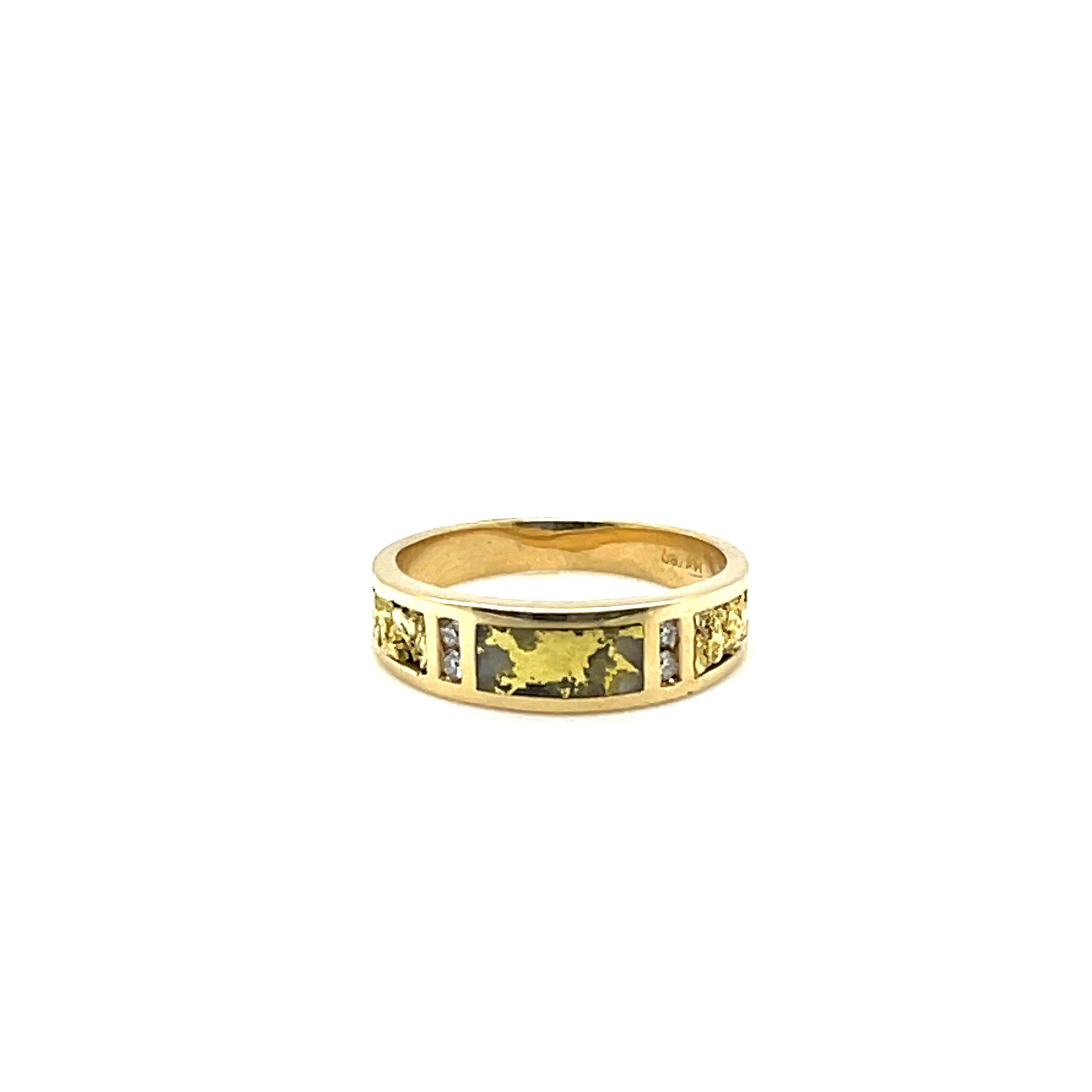 14k YG w/ Gold Quartz and Diamond Inlay Ring by Peter Fisher