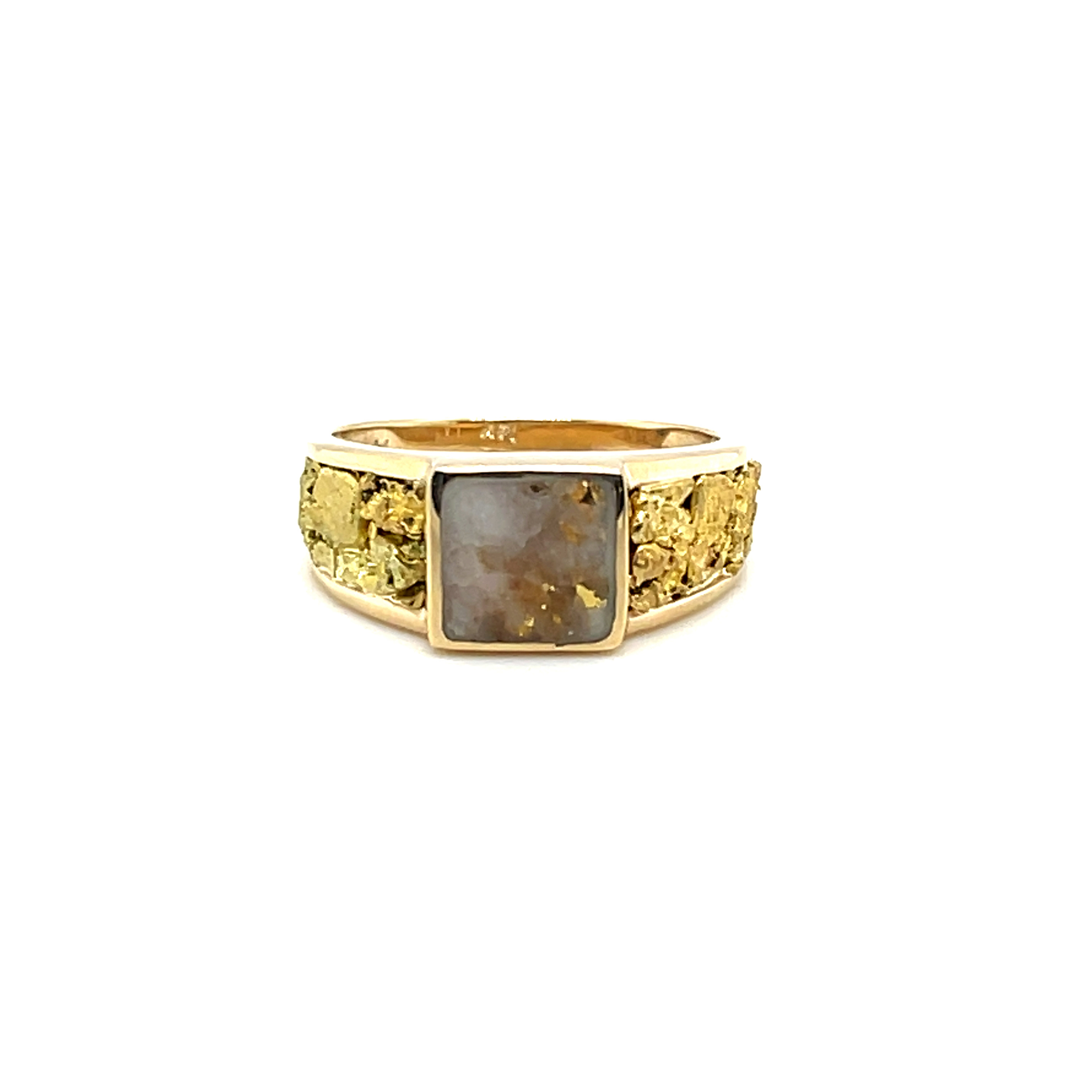 14k YG w/ Quare Gold Quartz and Gold Nugget Ring by Peter Fisher