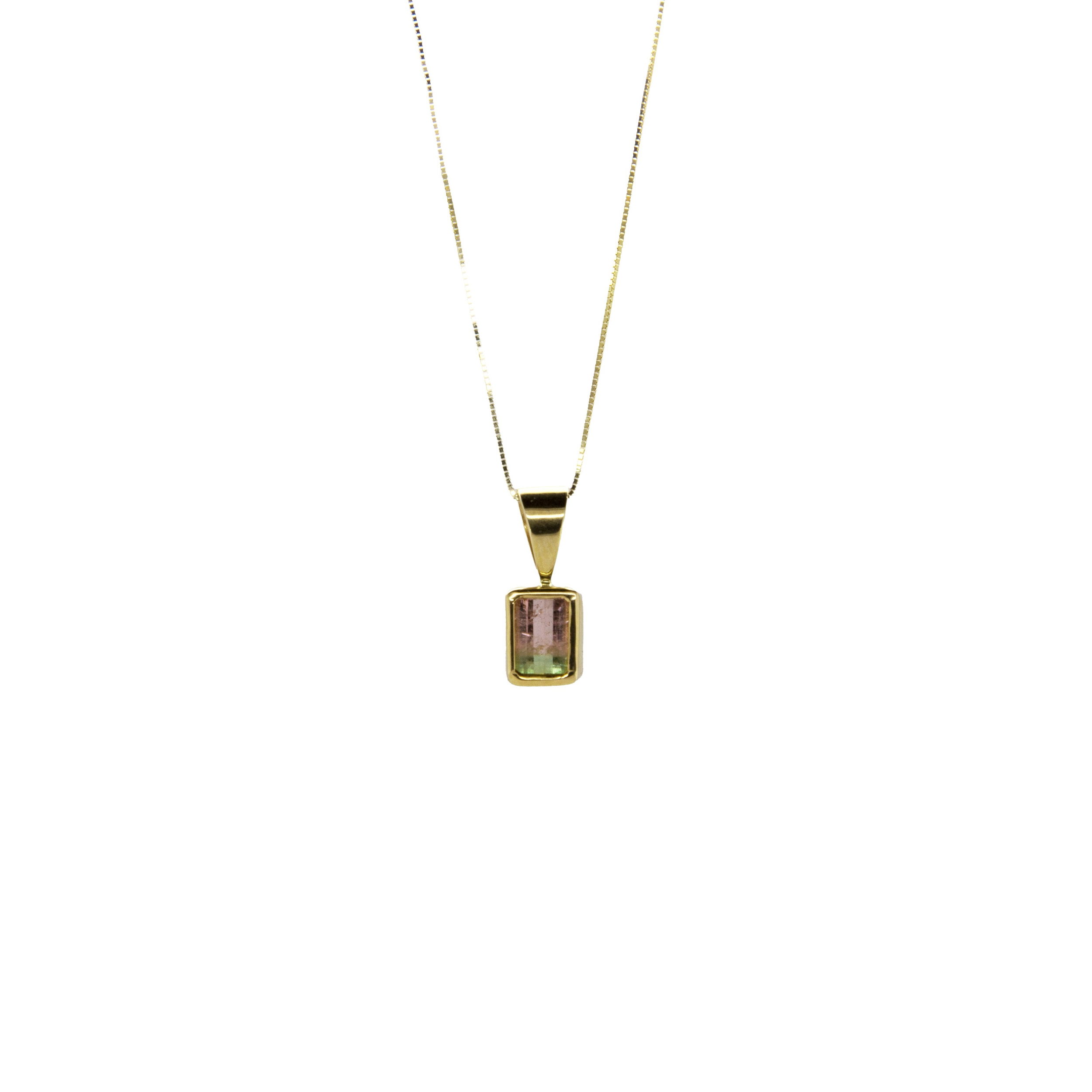 14k BI COLOR WATERMELON TOURMALINE NECKLACE