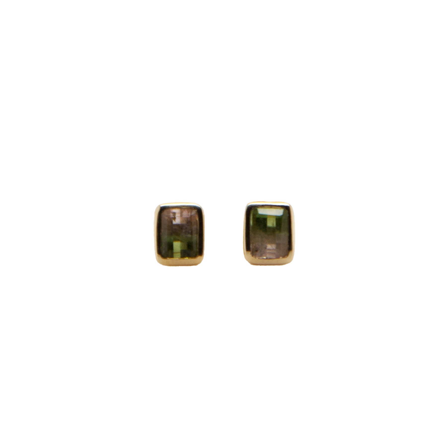 14k WATERMELON TOURMALINE STUDS