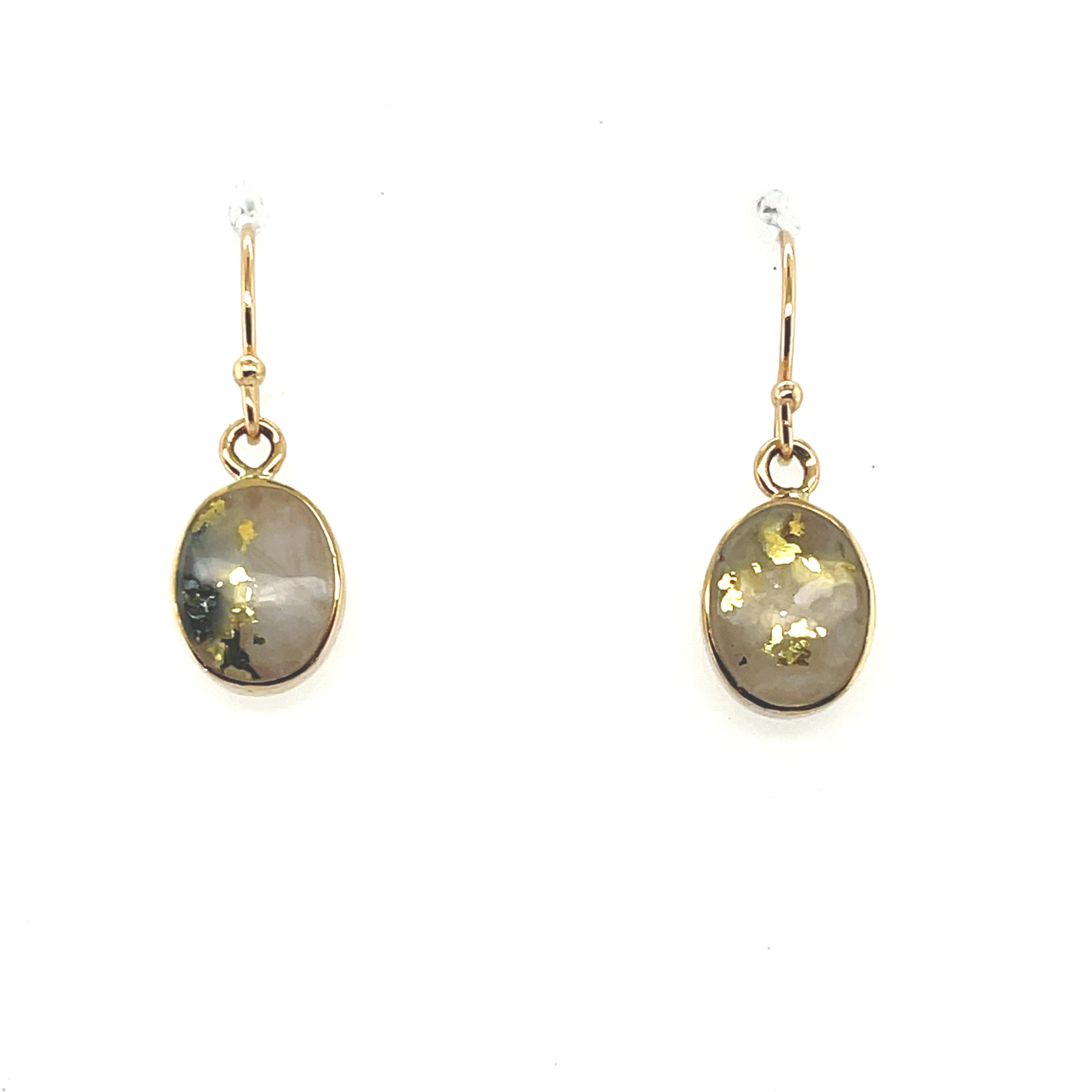 14k YG w/ Oval Gold Quartz Dangles by Peter Fisher