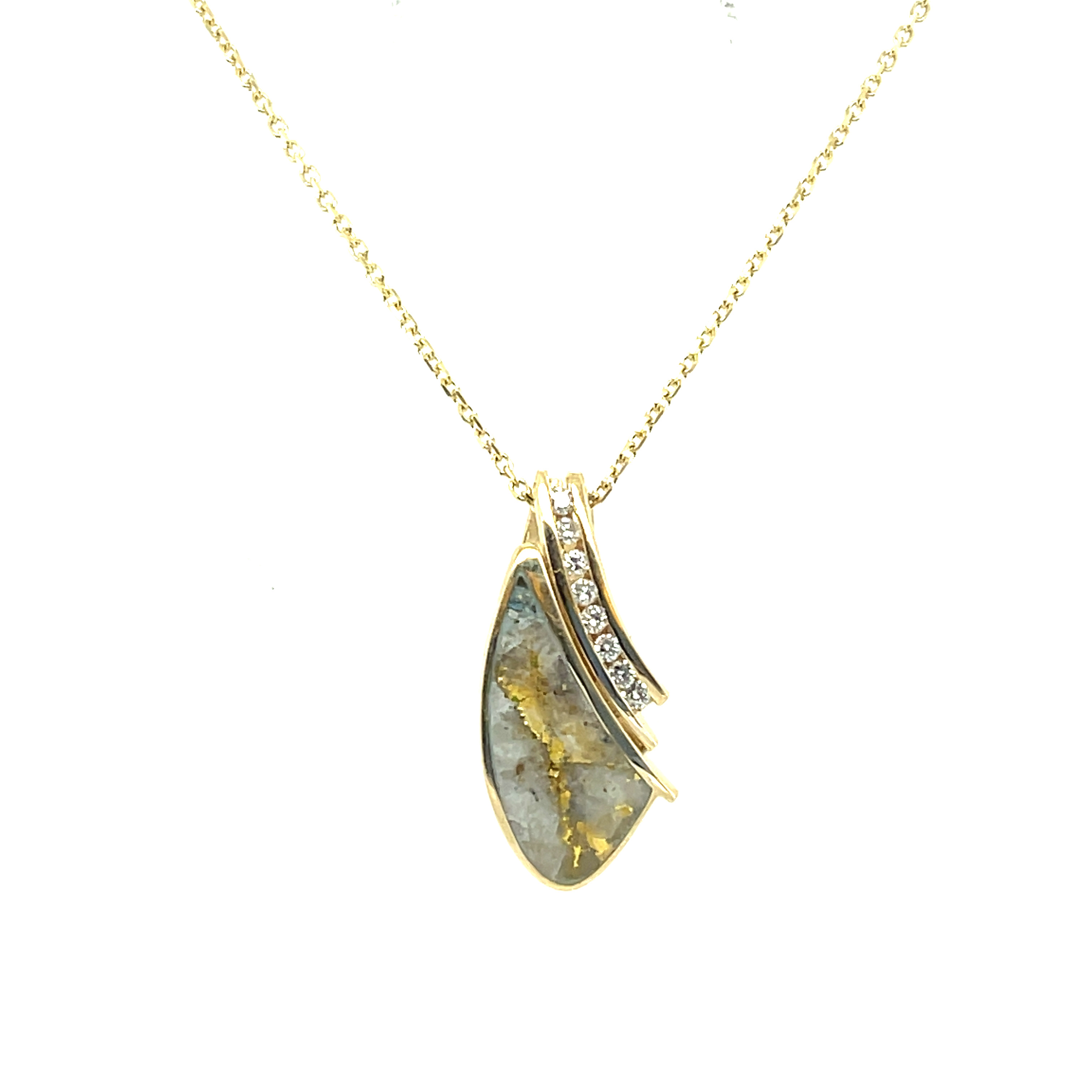 14k YG w/ Gold Quartz Inlay Necklace with Diamonds by Peter Fisher