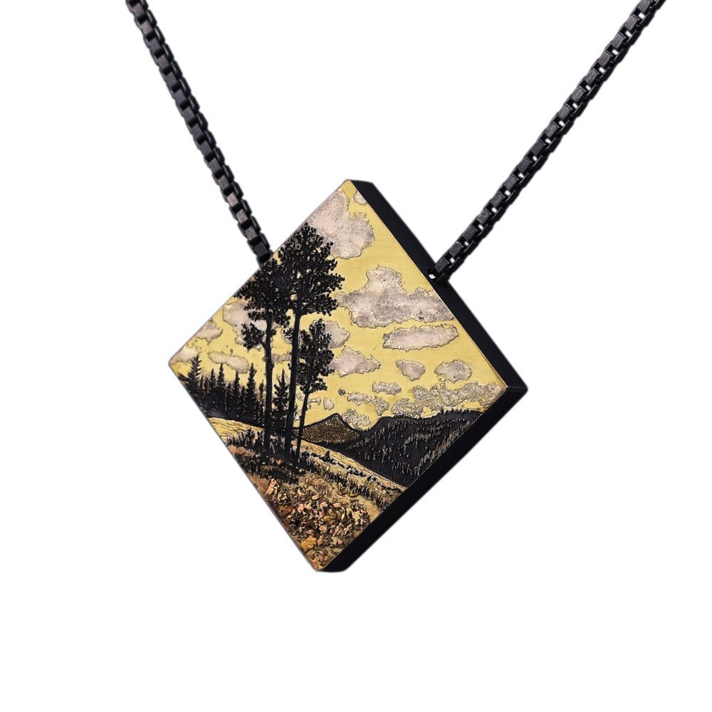 “Rocky Mountain Memories” Pendant on Oxidized Adjustable Chain