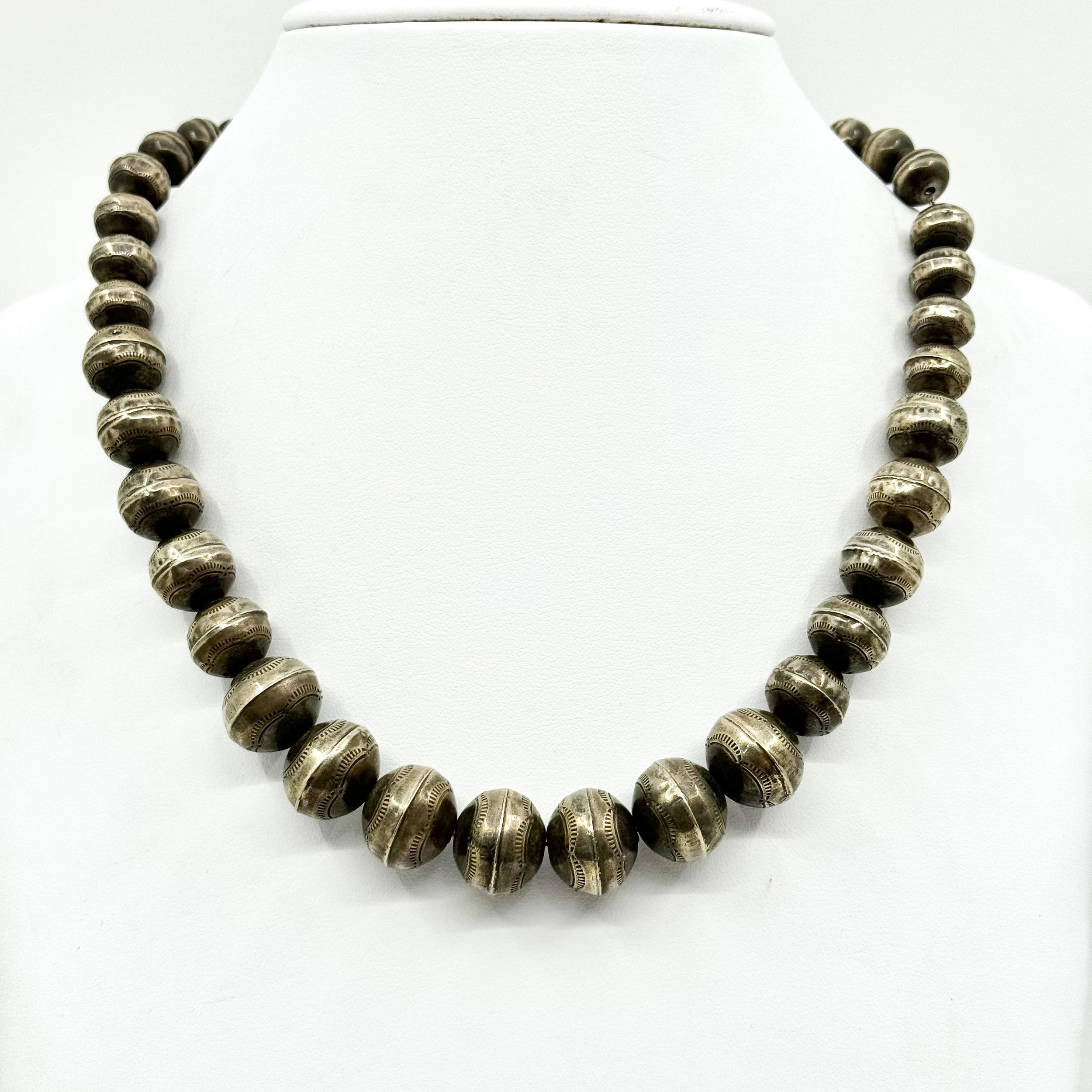 Sterling Silver Old Pawn Navajo Bead necklace