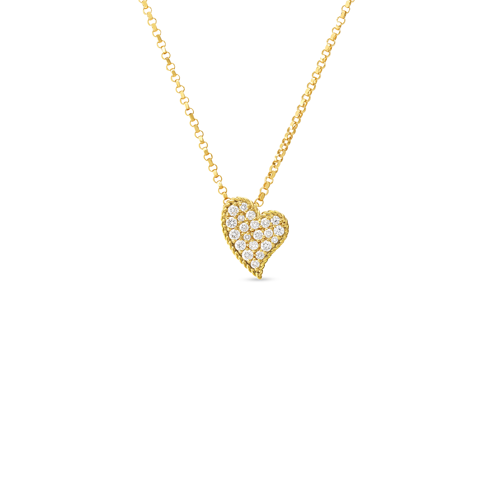 18K Yellow Gold Princess Diamond Heart Necklace