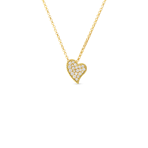 Closeup photo of 18K Y Princess Diamond Heart Necklace