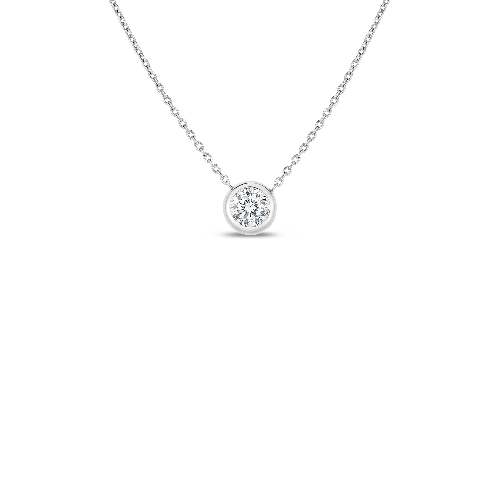 18K W .19ct Diamond Stationary Necklace