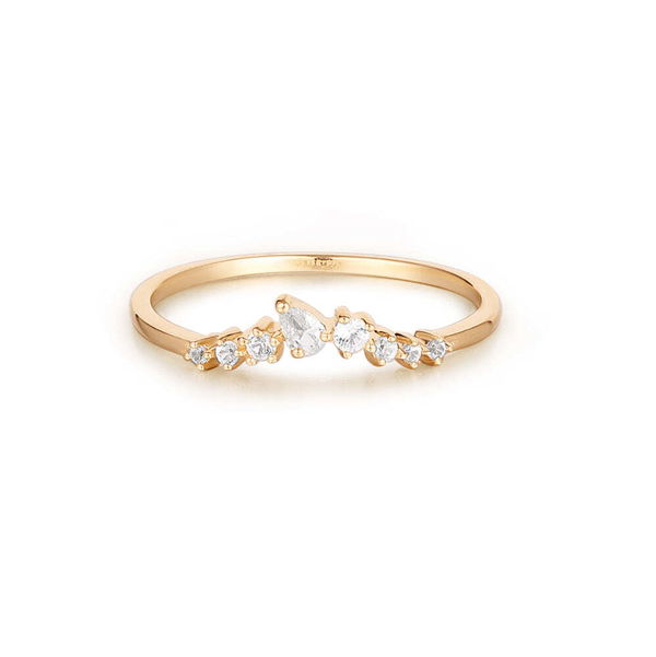 Closeup photo of ADORA | Pear and Round White Sapphire Curved Ring
