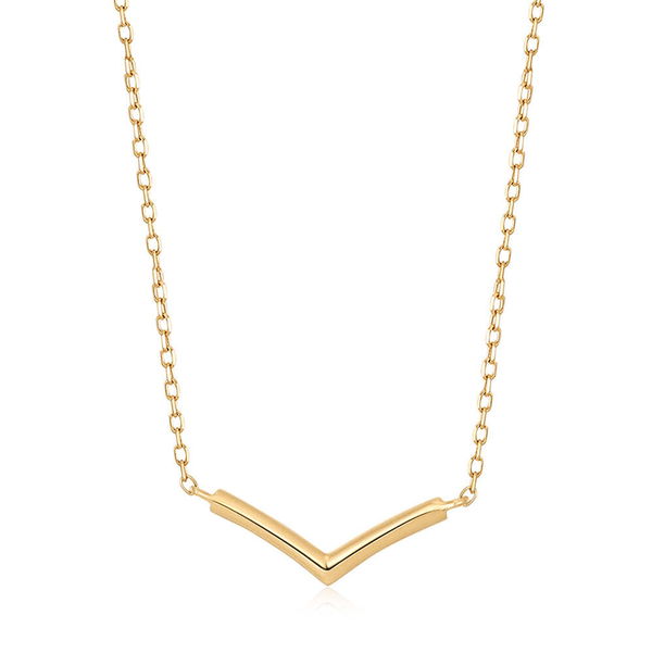 Closeup photo of LAUREL | Gold Wishbone Necklace