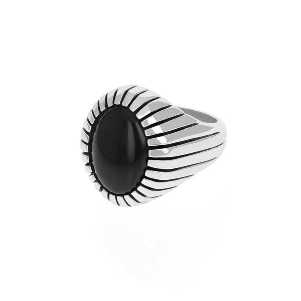 Closeup photo of Small Ribbed Shank Low Profile Ring