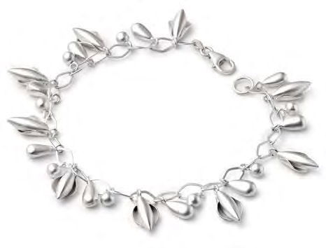 Wisteria is one of the earlier blooming spring flowers, sometimes even while snow is still on the ground. It’s vines are thick and hardy lending to it’s association with resilience. Now, handcrafted in sandblasted sterling silver, this wisteria can be worn all year long. 1/2” w and 7 1/2” long Wisteria Sandblasted Sterling Silver Link Bracelet