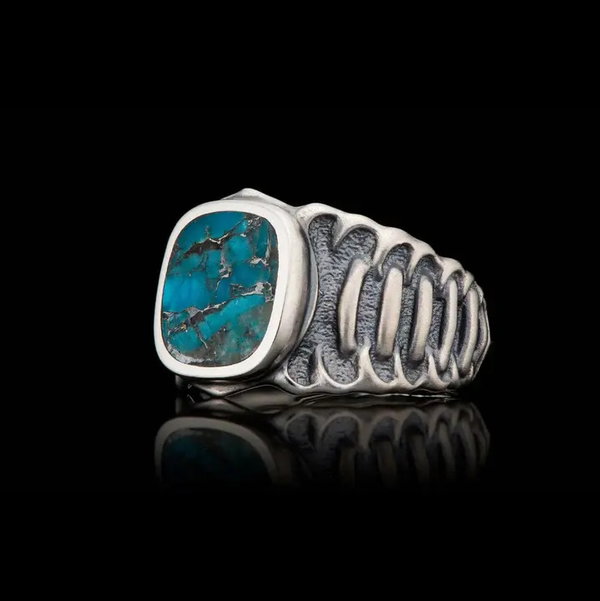 Closeup photo of Echelon Turquoise Inlay Ring