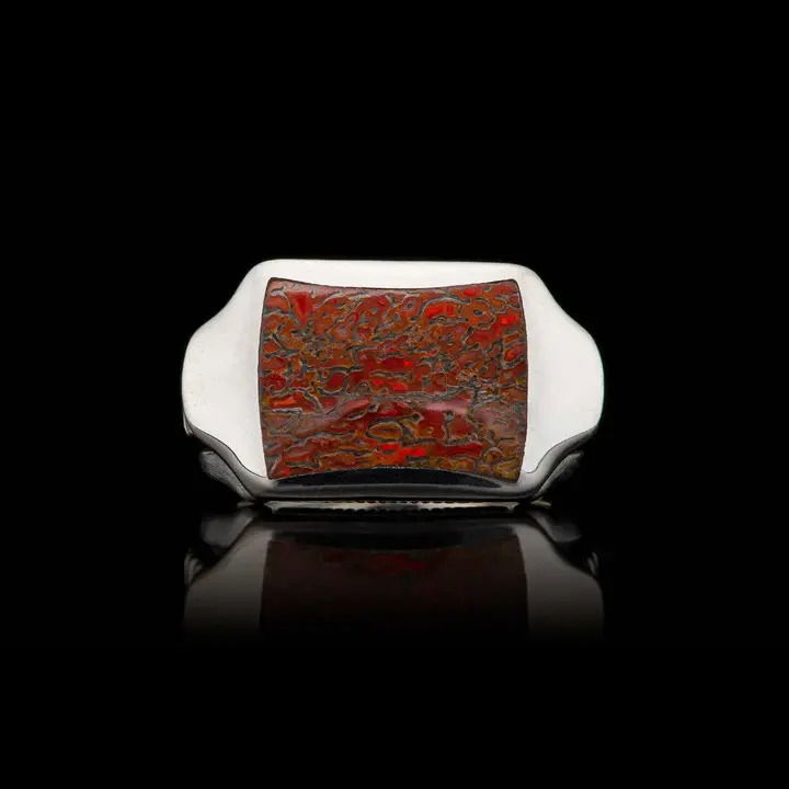 Sleek Dinosaur Bone Inlay Ring