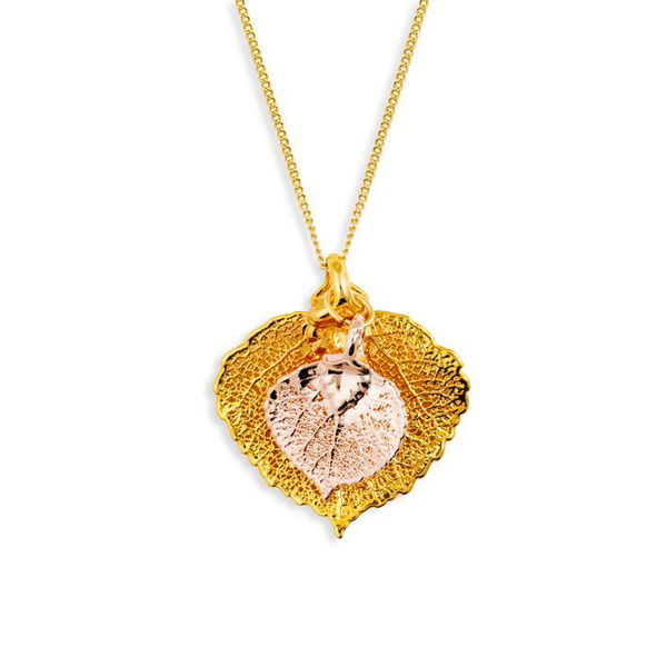 Closeup photo of Real Aspen Leaves in Yellow and Rose Gold