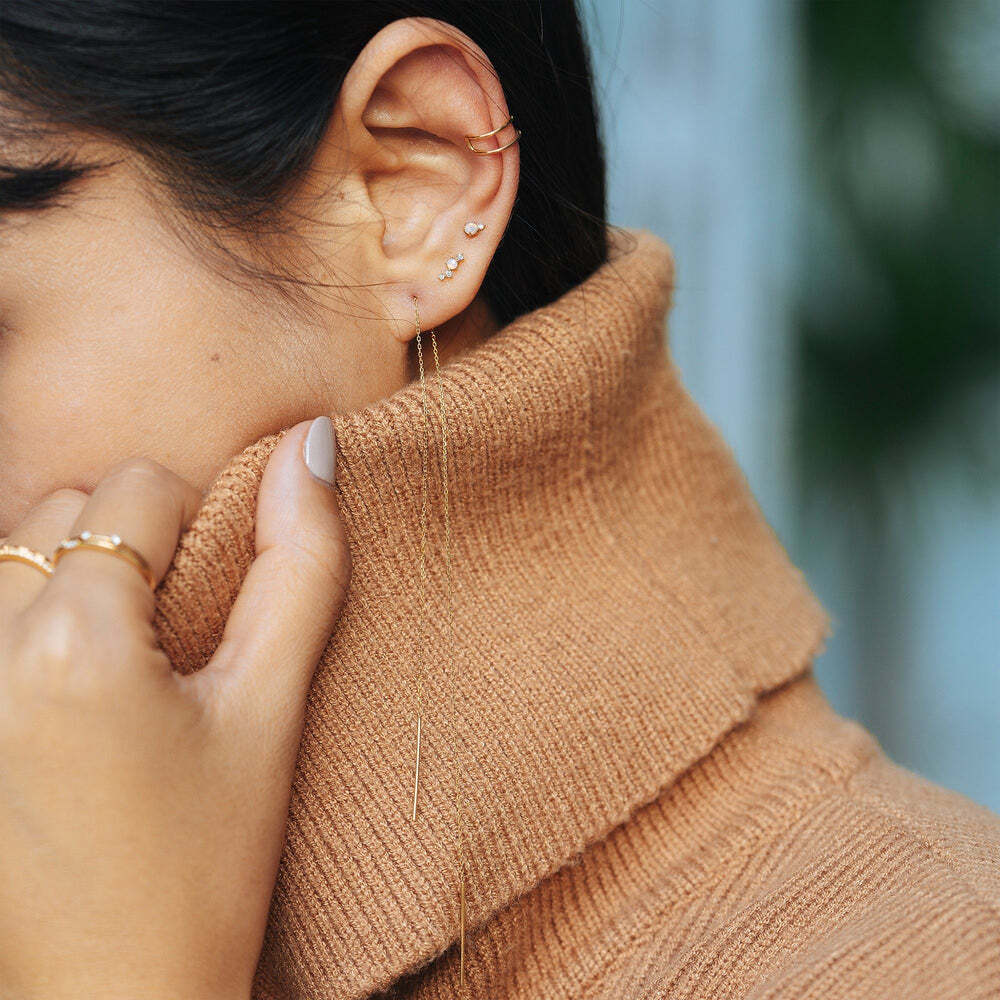 ZENA | Single Opal and Diamond Stud