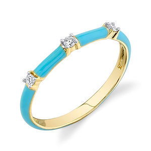 TURQUOISE ENAMEL BAND WITH WHITE DIAMOND