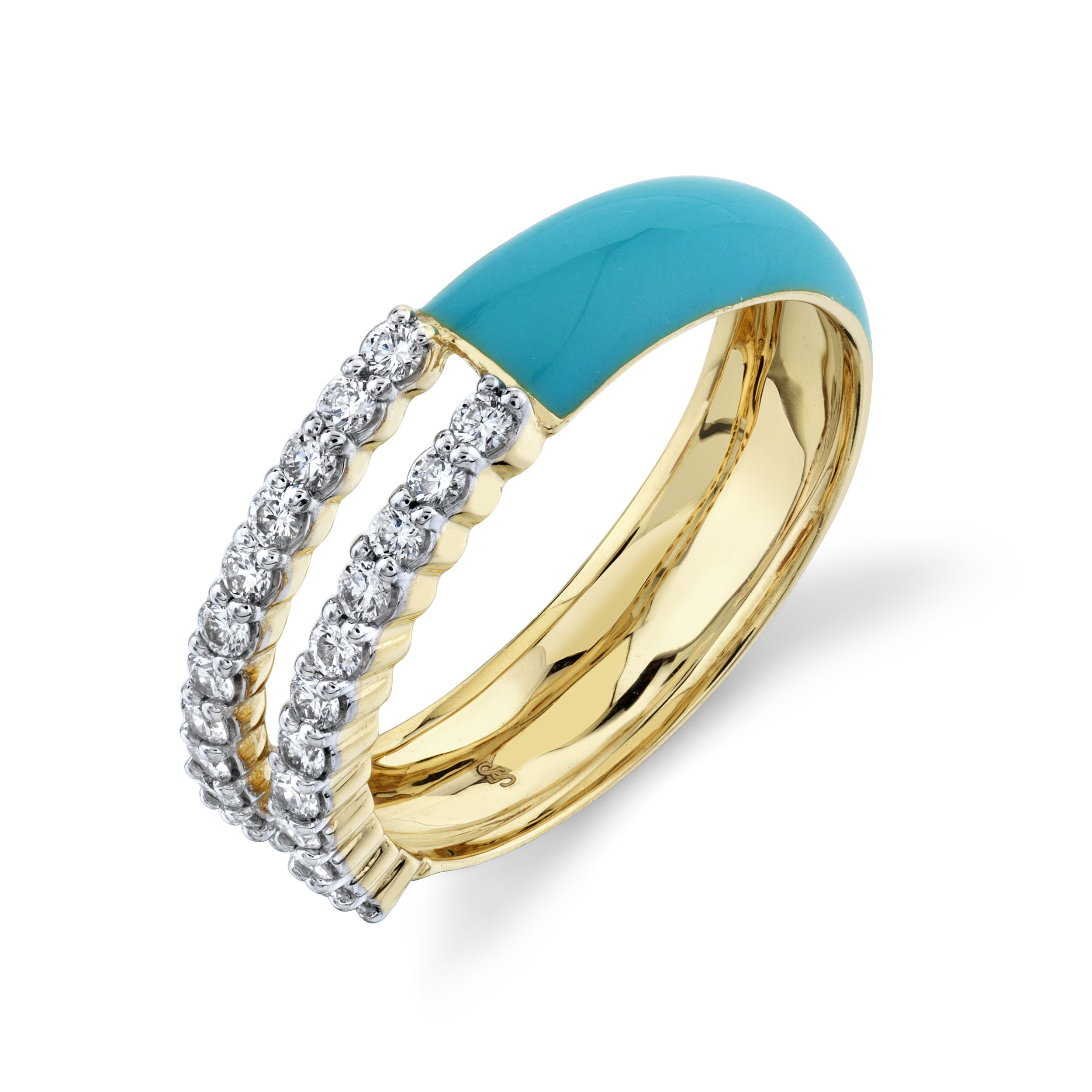 TURQUOISE ENAMEL AND WHITE DIAMOND HALF ETERNITY BAND