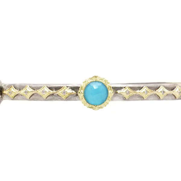 Closeup photo of Old World 18k yellow gold and BLACKENED sterling silver Huggie Bracelet
