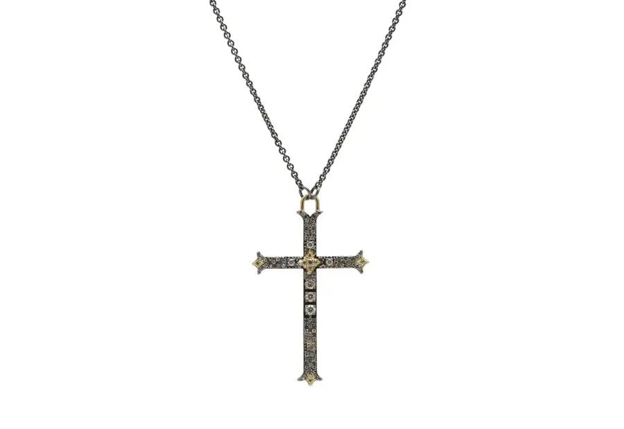 PAVE FLORIATED CROSS NECKLACE
