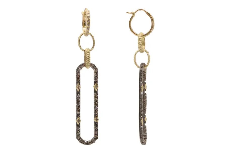 PAVE PAPERCLIP DROP EARRINGS