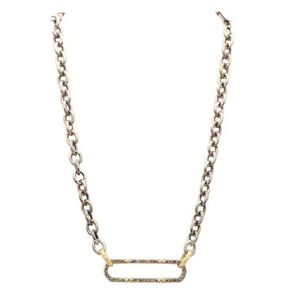 Closeup photo of 17" CHAIN LINK NECKLACE WITH PAVE PAPERCLIP