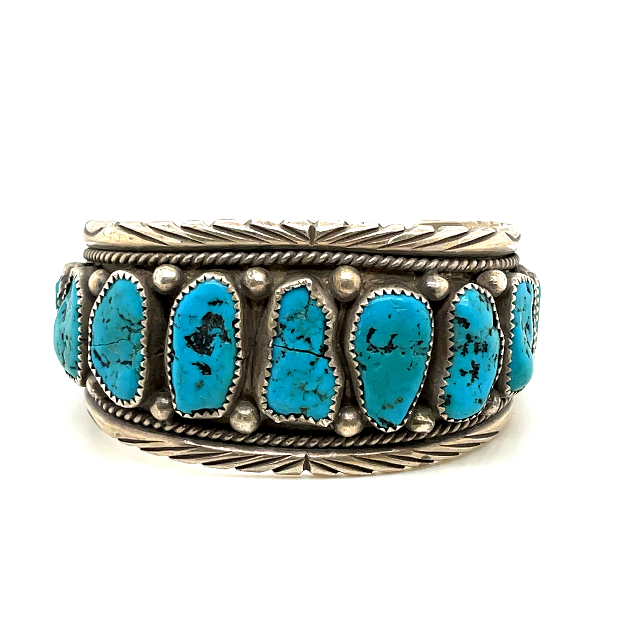 Sterling Silver Old Pawn Navajo Cuff w/ Turquoise from Canyon del Muertos