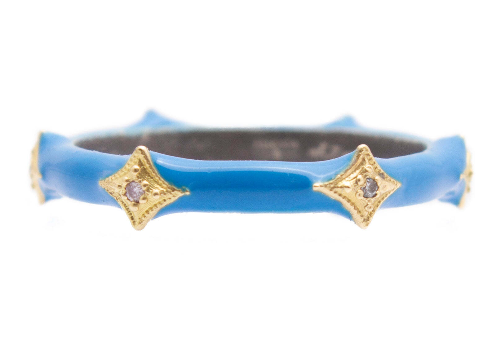 Light Blue Enamel Crivelli Stack Band Ring