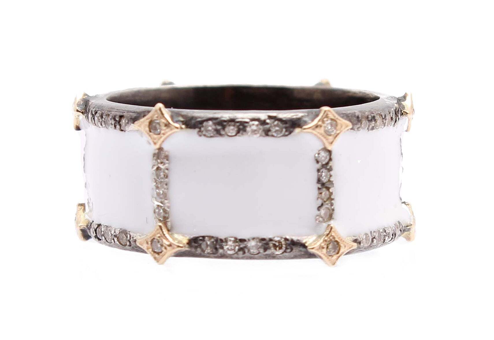 Enamel Wide Band Stack Ring