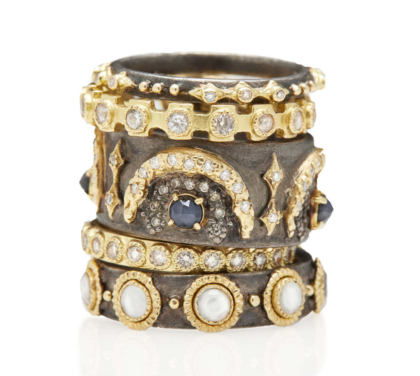 Crescent Moon Stack Band Ring
