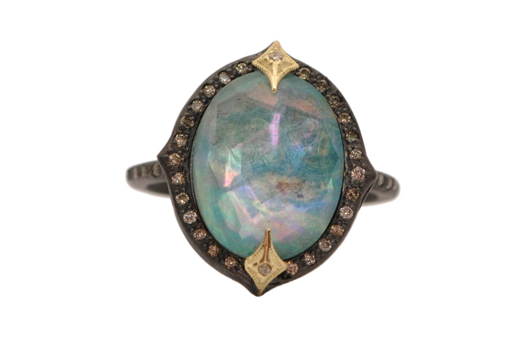 PERUVIAN OPAL AND MODERN CRIVELLI STATEMENT RING