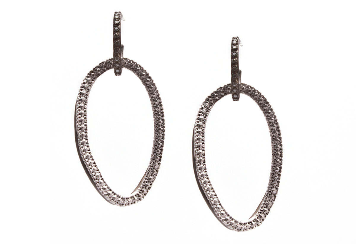 Carved Oval Link Drop Earrings